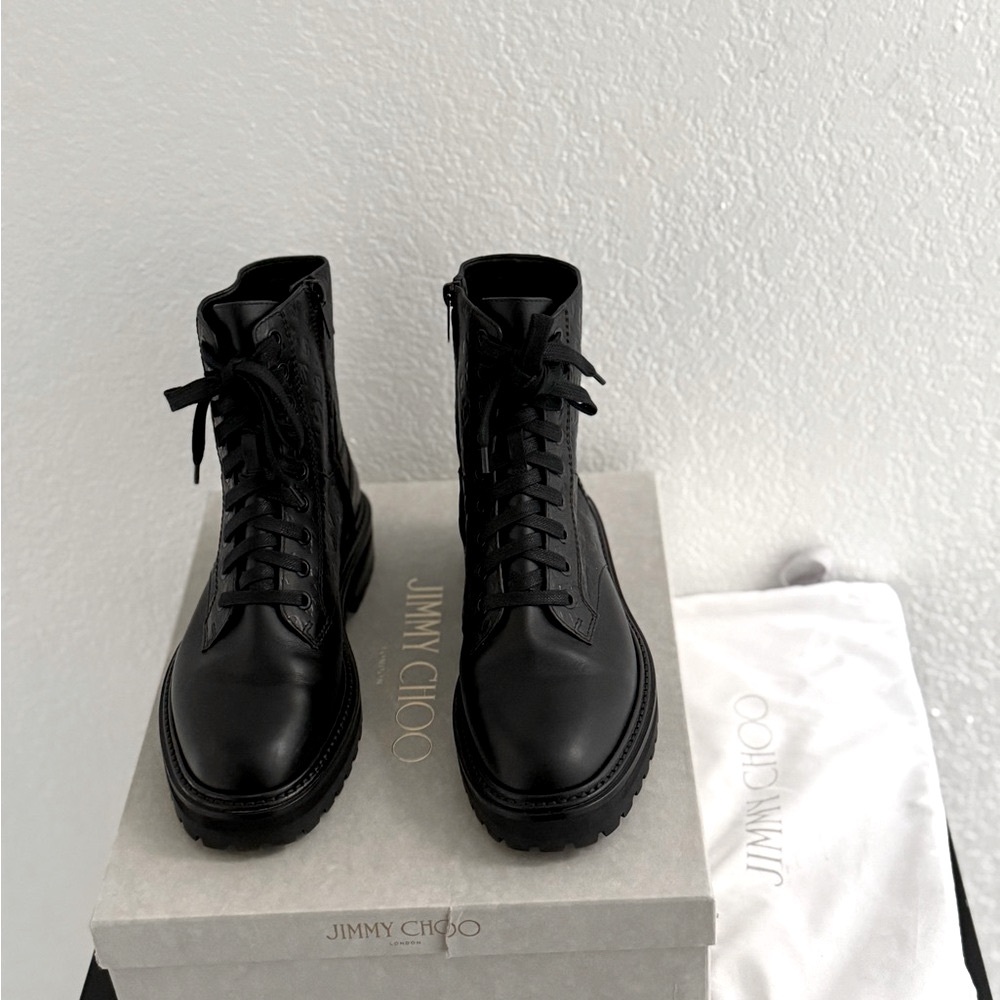 Jimmy Choo Black Lace-Up Boots
